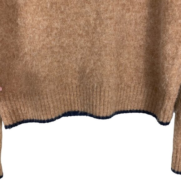 Vince Contrast Tip Wool Alpaca Blend Crew Neck Long Sleeve Sweater Brown Size S - Picture 4 of 7